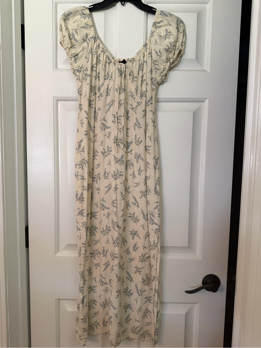 H&M Cream Dress with Delicate Blue Floral Print